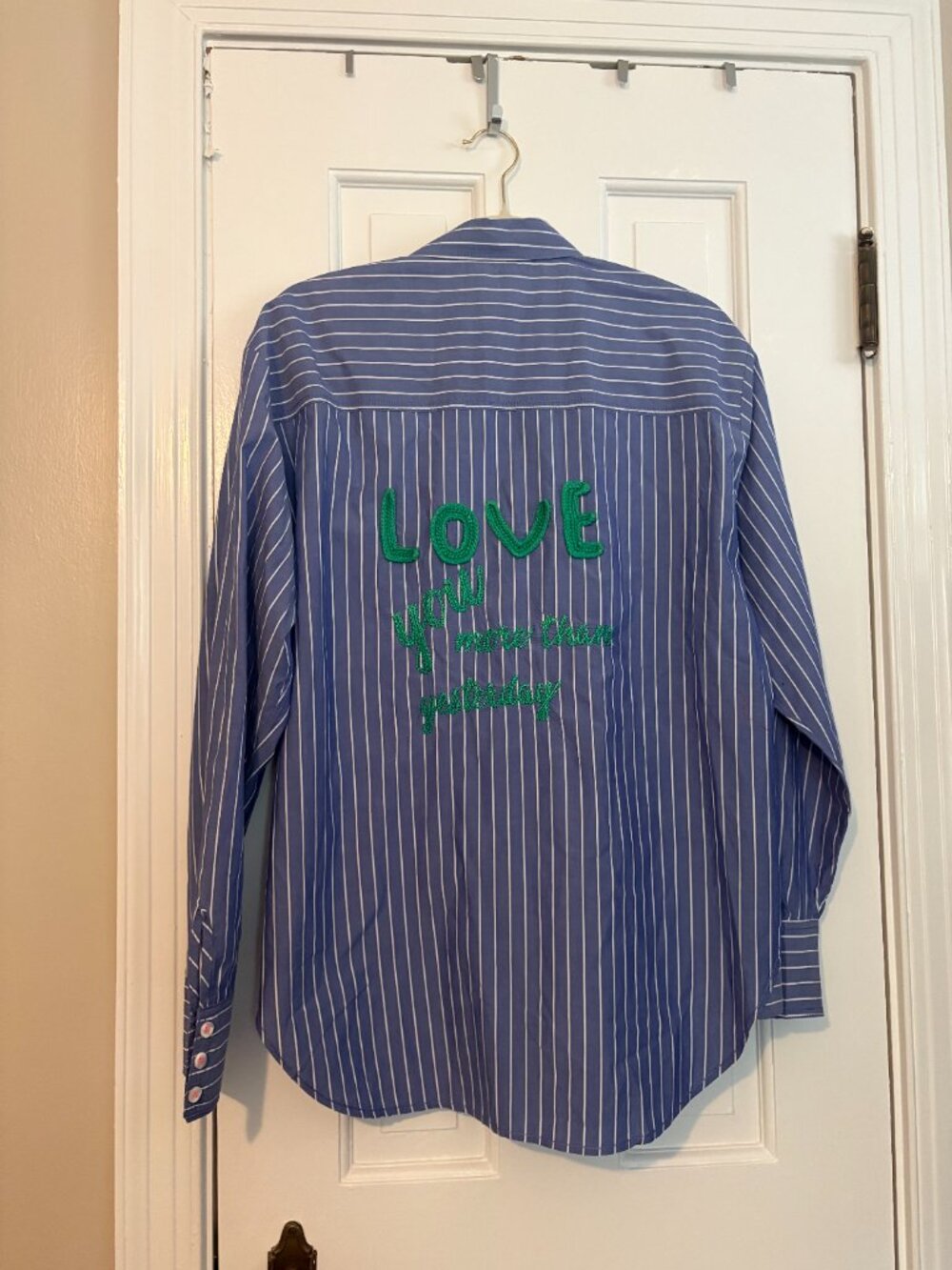 Maeve Anthropologie Oversized Button Down Shirt Embroidered Back - M